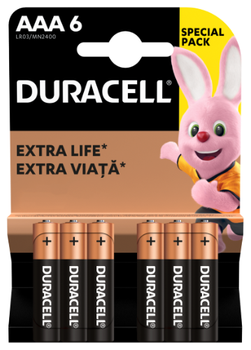 Baterijos DURACELL AAA, LR03, 6vnt