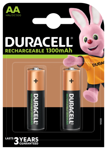 Įkraunamos baterijos DURACELL AA 1300 mAh, 2 vnt