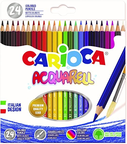 Spalvoti pieštukai CARIOCA, šešiabriauniai, akvareliniai, 24 vnt.