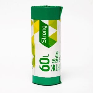 Šiukšlių maišai, SORTEX, 60 l, 30 mk, 60 x 75 cm, žalia sp., 10 vnt.