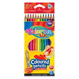 Tribriauniai spalvoti pieštukai Colorino Kids, 12 spalvų+1(aukso/sidabro sp.)
