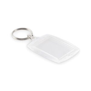 Klasikinis akrilinis raktų pakabukas su popieriniu įdėklu. Vidiniai matmenys – 4,1 x 2,7 cm