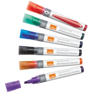 Baltos lentos žymekliai NOBO Liquid Ink, 12 vnt., įv. spalvų