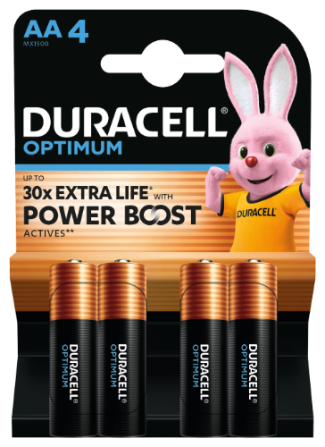 Baterijos DURACELL Optimum, AA, 4 vnt.