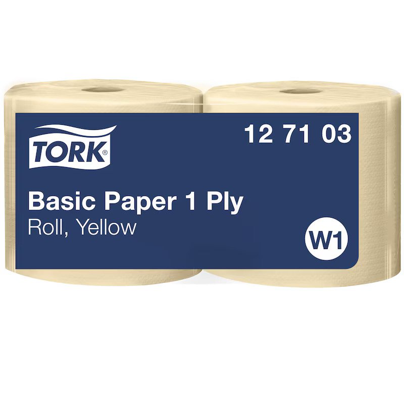 Pramoninis popierius TORK BASIC, 1 sl., W1, 23.5 cm x 1190 m, geltona sp., 127103