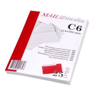 Vokai su juostele C6, 114×162 mm, be langelio, 25 vnt.