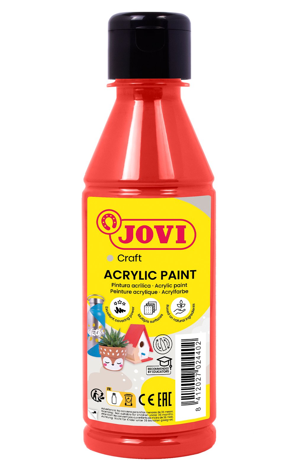 Akriliniai dažai JOVI, 250ml, raudonos sp.