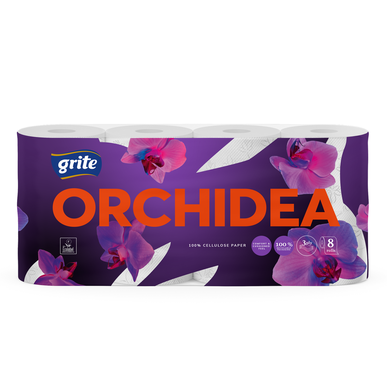 Tualetinis popierius GRITE Orchidea, 3 sluoksnių, 8vnt
