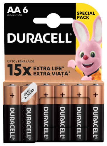 Baterijos DURACELL AA, LR6, 6vnt