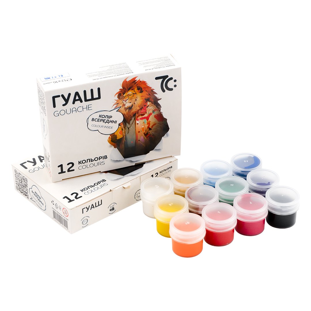 Guašas GAMMA, 12 spalvų, 16 ml