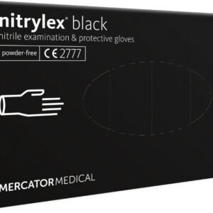 Vienkartinės pirštinės NITRYLEX PF, nitrilinės, nepudruotos, juodos spalvos, S, 100 vnt.