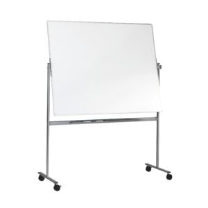 Dvipusė vartoma emaliuota magnetinė lenta ESSELTE 200×120 cm, mobilus stovas, balta sp.