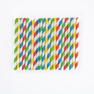 Popieriniai šiaudeliai ZigZag, spalvoti/dryžuoti, D 7 mm, L 23 cm, 150 vnt