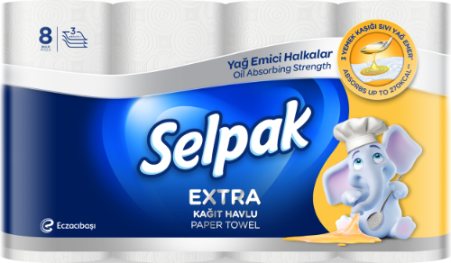 Popieriniai rankšluosčiai SELPAK Extra Calorie ABS, 75 lakštai, 3 sluoksniai, 8 vnt.
