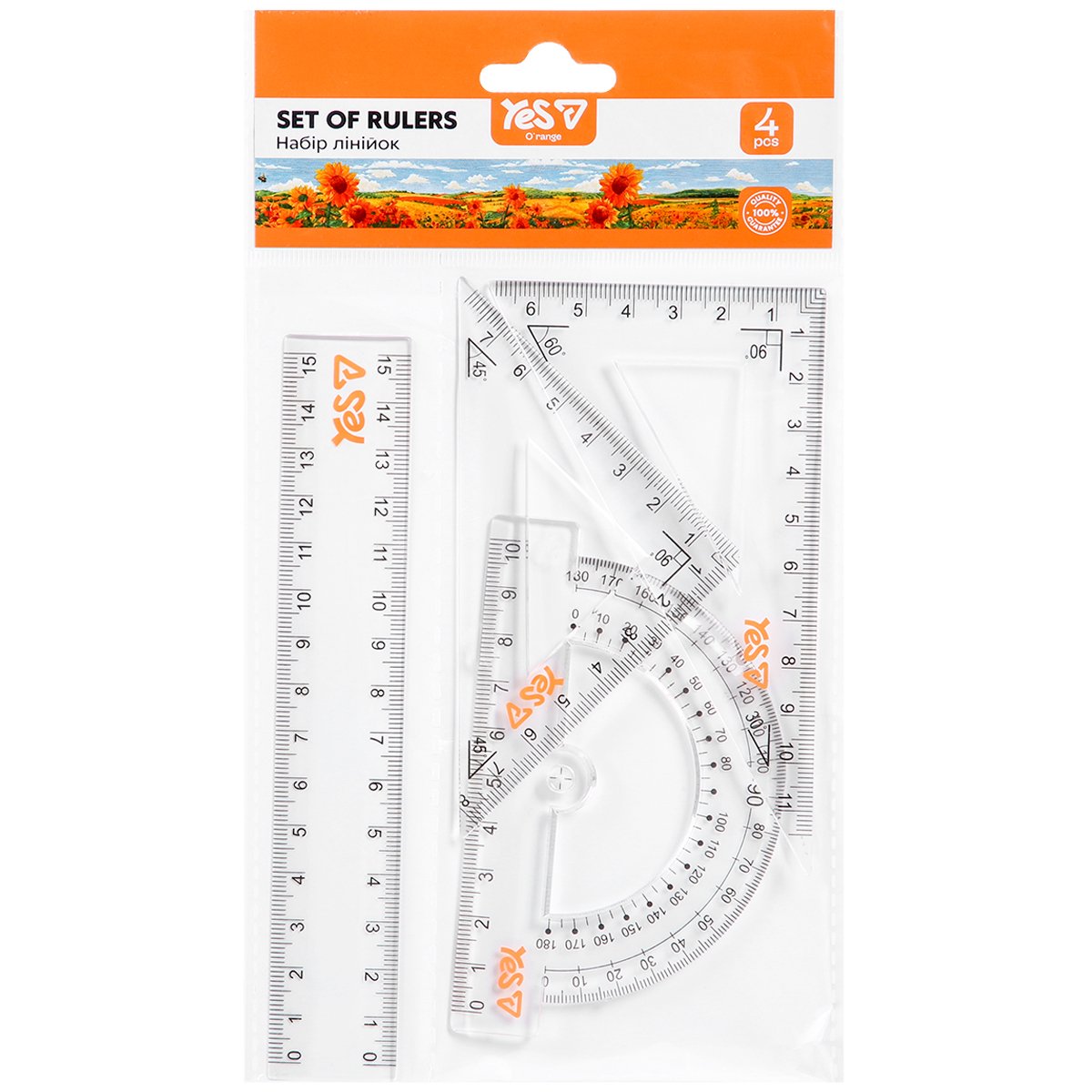 Liniuotčių rinkinys YES Orange Line 15 cm