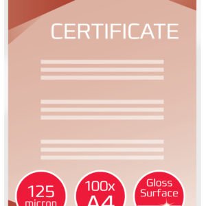 Laminavimo vokeliai GBC, A4, 216×303 mm, 125 mik., blizgūs, 100 vnt.