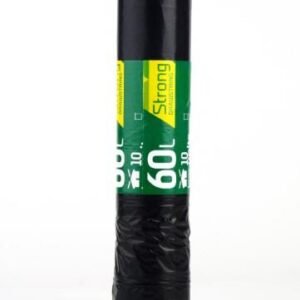 Maišas šiukšlėms SORTEX, juodas, užtraukiamas, 60 L x 10 vnt., 30MK