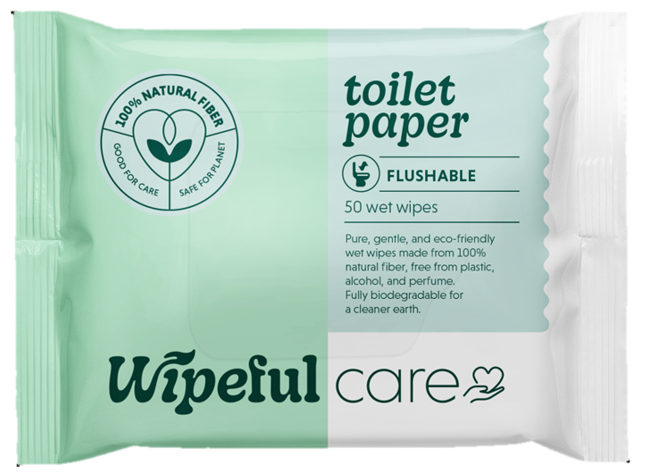 Drėgnos servetėlės WIPEFUL Care, Toilet paper, 50 vnt