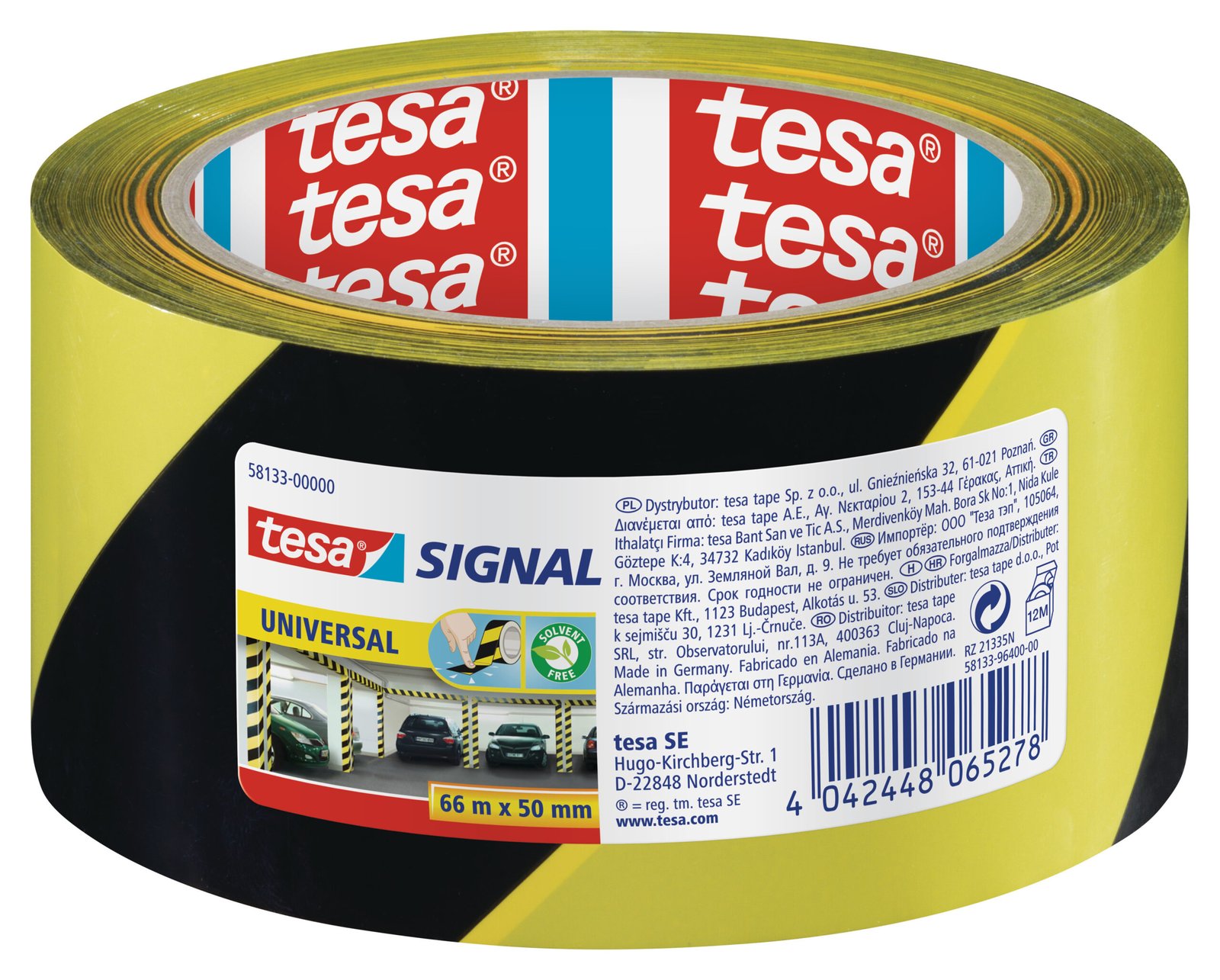 Lipni žymėjimo juosta TESA Signal , PP, 50mm x 66m, geltona-juoda