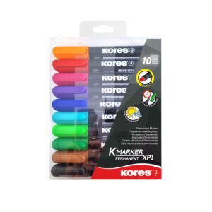 Permanentinis žymeklis KORES XP1, 3mm, apvali galvutė, 10 spalvų komplektas